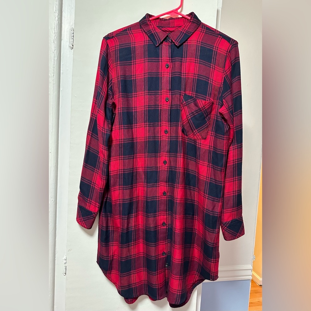 Rails Bianca Plaid Flannel Midnight Garnet Red Blue Tunic Dress Small NWOT